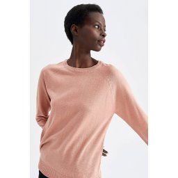 DEFACTO Relax Fit Crew Neck Cashmere Textured Extra Soft Basic Sweater I6913az22wn