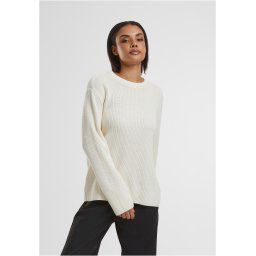 Women's ribbed knitted sweater cream