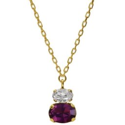 Victoria cruz gemma amethyst gold ogrlica sa swarovski kristalima ( a4512-11dg )