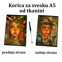 Korica za svesku A5 od tkanine Šumska vila