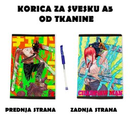 Chainsaw Man korica za svesku A5 od tkanine anime