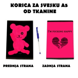 Emo medved korica za svesku A5 od tkanine