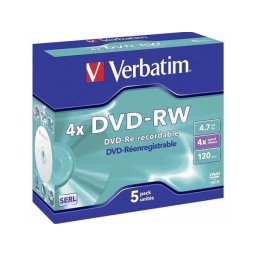 VERBATIM 4.7GB 4X 5 PACK JEWEL CASE 120MIN