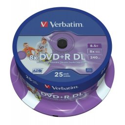 VERBATIM PRINTABLE 8.5GB DVD+R DL 8X 43667