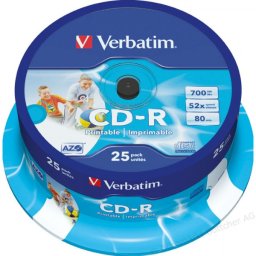 VERBATIM AZO WIDE INKJET PRINTABLE 700MB 52X 43439/CAKE BOX