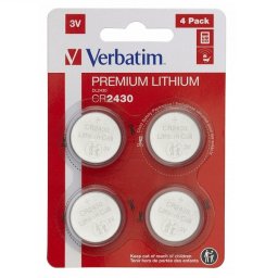 VERBATIM CR2430 LITHIUM 3V 4PACK 49534