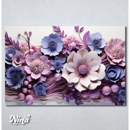 Slike na platnu 3d Lila i plavi cvetovi Nina585P