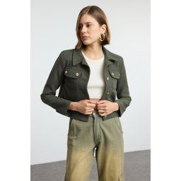 Trendyol Light Khaki Crop Woven Blazer Jacket