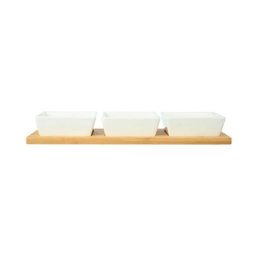 Estia es01-20231 porcelanski set 3 posude na dasci od bambusa