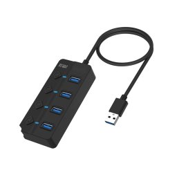 USB hub USB3.0 A M-4xUSB3.0 A F sa prekidačima 0.2m