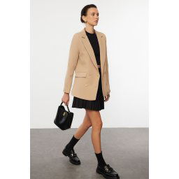 Trendyol Mink Regular Lined Double Breasted Closure Woven Blazer Jacket