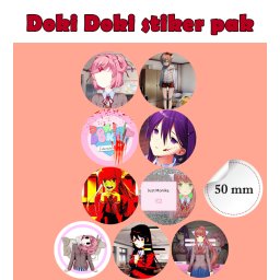 Doki Doki Literature Club! anime stikeri - nalepnice 50 mm (9 com)