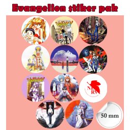 Neon Genesis Evangelion anime stikeri - nalepnice 50 mm (11 com)