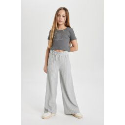 DEFACTO Girl 2-Piece Set Crew Neck Printed Short Sleeve T-Shirt Pants