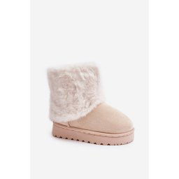 Children's ankle snow boots with fur light beige Crisie