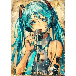 Hatsune Miku vocaloid anime poster od tkanine 20х29 cm