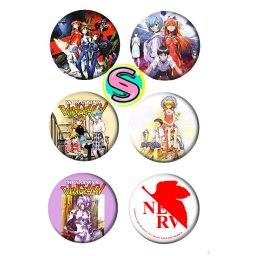 Evangelion Neon Genesis Paket set bedževi 37mm anime (6 kom)
