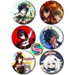 Genshin Impact Paket set bedževi 37mm anime (6 kom)