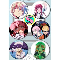 Future Diary Paket set bedževi 37mm anime Mirai Nikki (6 kom)
