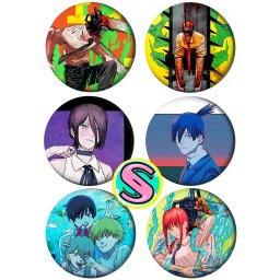 Chainsaw Man Paket set bedževi 37mm anime (6 kom)