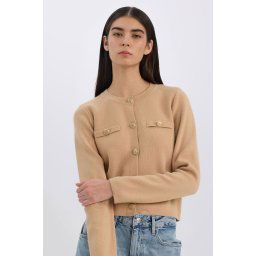 DEFACTO Regular Fit Crew Neck Basic Plain Gold Metal Buttoned Knitwear Cardigan