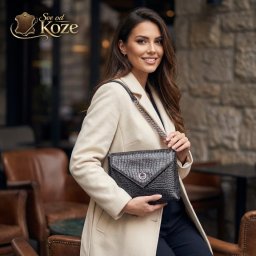 Siva kroko elegantna ženska kožna torba Bella