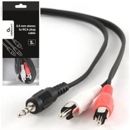 CCA-458-5M Gembird 3.5mm stereo plug to 2 phono plugs audio kabl 5m