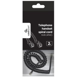 TC4P4CS-2M Gembird Telefonski kabl spiralni za slusalicu, RJ10 (4P4C), 2m, black