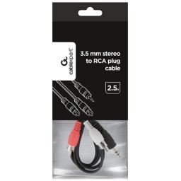 CCA-458-2.5M Gembird 3.5 mm stereo to RCA plug kabl 2.5 m