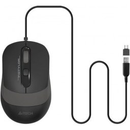 A4-FM10T A4Tech Fstyler opticki mis 125Hz/600-1600Dpi, 108mm, 4-but, USB-C/A, GREY