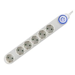 home Produžni kabel, 6 utičnice, 3 x 1,0mm2, 1,5met, beli - NV 06TK/WH