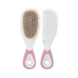 Lorelli baby care cesalj i cetka sa prirodnim vlasima - blush pink ( 10240350001 )