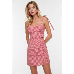 Trendyol Red Hi-Neck Top Set With Lace-Up Detail, Woven
