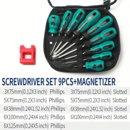 WEILIGU profesionalni set od 9+1 gumiranih magnetnih šrafcigera odvijača