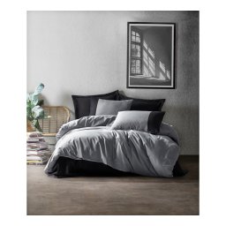 200x220 COTTON BOX PLAIN RANFORCE POSTELJINA ZA FRANCUSKI KREVET TAMNO SIVA