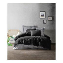 200x220 COTTON BOX NEW PLAIN SPORT POSTELJINA ZA FRANCUSKI KREVET BLACK GRAY