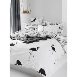 Enlora home za bračni krevet- flamingos- dvostrana jorganska navlaka- belo crna Ep-018980