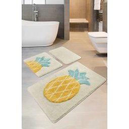 Tepih za kupatilo- beli sa ananasom, set 3 komada Ananas