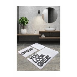 Tepih za kupatilo- YOU LOOK GREAT, bela, set 3 komada Great Beyaz