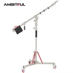 L5-120PLUS Remotely Adjustable Lights Heavy Duty Stainless Steel 210CM Light Stand + Boom Arm C Stand + Wheel