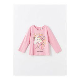 LC Waikiki LCW Crew Neck Long Sleeve Printed Baby Girl T-Shirt
