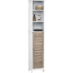 Tendance kupatilski ormaric sa vratima i policama stockholm 35x26x173cm bambus bela ( 9901306 )