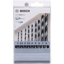 Bosch HSS spiralna burgija PointTeQ 2,0/2,5/3,0/3,5/4,0/5,0/6,0/7,0/8,0 mm sa šestougaonim HEX prihvatom pakovanje od 9 komada ( 2607002826