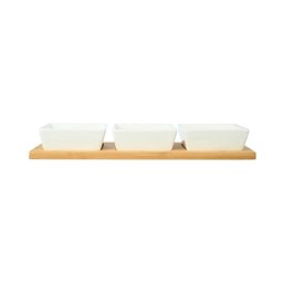 ESTIA ES01-20231 PORCELANSKI SET 3 POSUDE NA DASCI OD BAMBUSA
