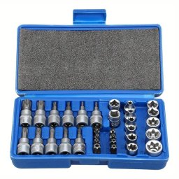 Profesionalni set od 34 komada Torx i E-Torx zvezdastih nastavaka od Hrom-Vanadijum čelika industrijskog kvaliteta