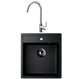 Granitna sudopera Ulgran U406 u crnoj boji u setu sa inox slavinom