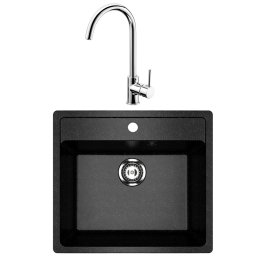 Granitna sudopera Ulgran U104 boja crna i lučna inox slavina SET