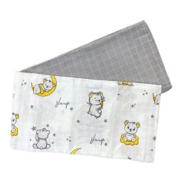 Muslin tetra pelene za bebe 2u1 Meda na mesecu žuto