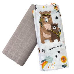 Muslin tetra pelene za bebe 2u1 Indijanci i Meda bež