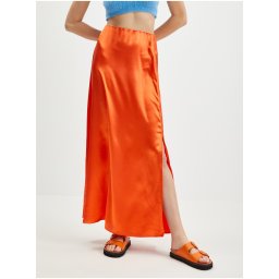 Orange women's satin maxi skirt VILA Ella - Women